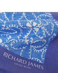 blaues bedrucktes Einstecktuch von Richard James