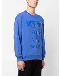 blaues bedrucktes Fleece-Sweatshirt von Moschino