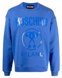 blaues bedrucktes Fleece-Sweatshirt von Moschino