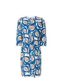 blaues bedrucktes gerade geschnittenes Kleid von Marni