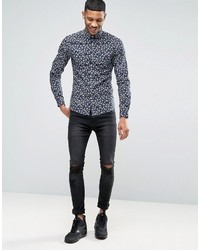 blaues bedrucktes Hemd von Asos