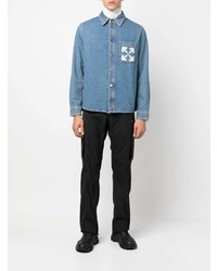 blaues bedrucktes Jeanshemd von Off-White