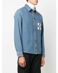 blaues bedrucktes Jeanshemd von Off-White