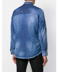 blaues bedrucktes Jeanshemd von DSQUARED2