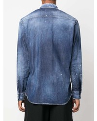 blaues bedrucktes Jeanshemd von DSQUARED2