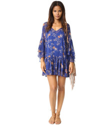 blaues bedrucktes Kleid von Free People