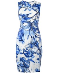 blaues bedrucktes Kleid von Versace