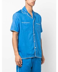 blaues bedrucktes Kurzarmhemd von Rhude