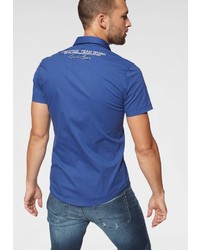 blaues bedrucktes Kurzarmhemd von Cipo & Baxx