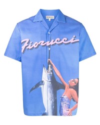 blaues bedrucktes Kurzarmhemd von Fiorucci
