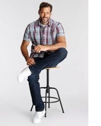 blaues bedrucktes Kurzarmhemd von mans world