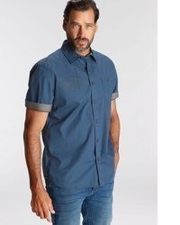 blaues bedrucktes Kurzarmhemd von mans world