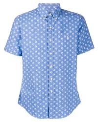 blaues bedrucktes Kurzarmhemd von Polo Ralph Lauren