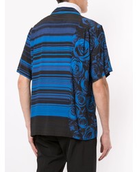 blaues bedrucktes Kurzarmhemd von Christian Dada