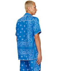 blaues bedrucktes Langarmhemd von Rhude