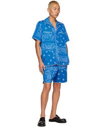 blaues bedrucktes Langarmhemd von Rhude