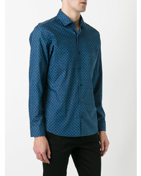 blaues bedrucktes Langarmhemd von Fashion Clinic Timeless