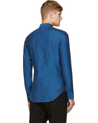 blaues bedrucktes Langarmhemd von Calvin Klein