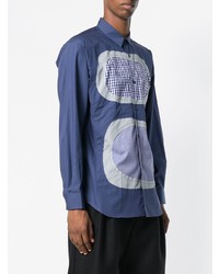 blaues bedrucktes Langarmhemd von Comme Des Garcons SHIRT