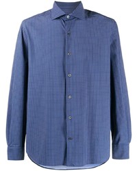 blaues bedrucktes Langarmhemd von Corneliani