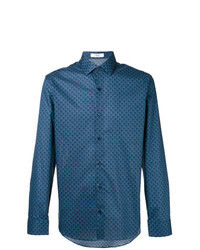 blaues bedrucktes Langarmhemd von Fashion Clinic Timeless