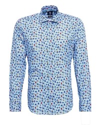 blaues bedrucktes Langarmhemd von GABANO