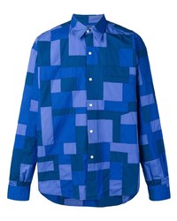 blaues bedrucktes Langarmhemd von Jacquemus