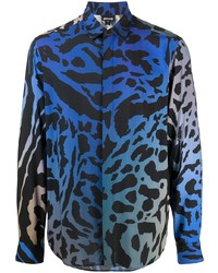 blaues bedrucktes Langarmhemd von Just Cavalli