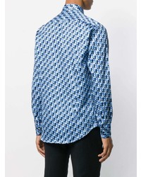 blaues bedrucktes Langarmhemd von Etro