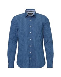 blaues bedrucktes Langarmhemd von Marc O'Polo