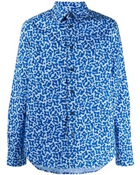 blaues bedrucktes Langarmhemd von Marni