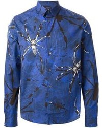 blaues bedrucktes Langarmhemd von McQ by Alexander McQueen