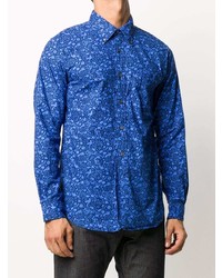 blaues bedrucktes Langarmhemd von Engineered Garments