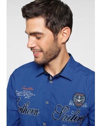 blaues bedrucktes Langarmhemd von RHODE ISLAND