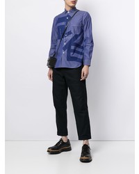 blaues bedrucktes Langarmhemd von Junya Watanabe