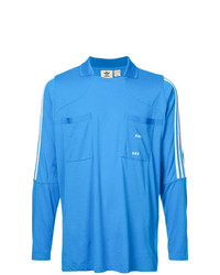 blaues bedrucktes Langarmshirt von adidas