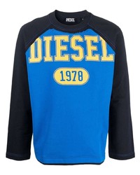 blaues bedrucktes Langarmshirt von Diesel