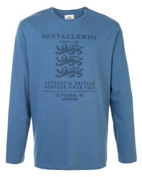 blaues bedrucktes Langarmshirt von Kent & Curwen