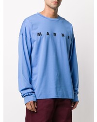 blaues bedrucktes Langarmshirt von Marni