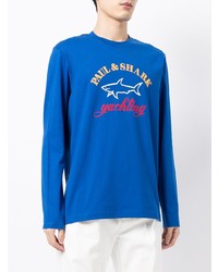 blaues bedrucktes Langarmshirt von Paul & Shark