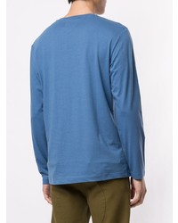 blaues bedrucktes Langarmshirt von Kent & Curwen