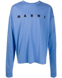 blaues bedrucktes Langarmshirt von Marni