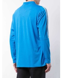 blaues bedrucktes Langarmshirt von adidas