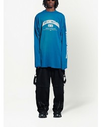 blaues bedrucktes Langarmshirt von Balenciaga