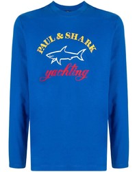 blaues bedrucktes Langarmshirt von Paul & Shark