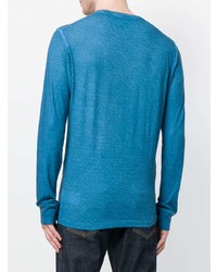 blaues bedrucktes Langarmshirt von DSQUARED2