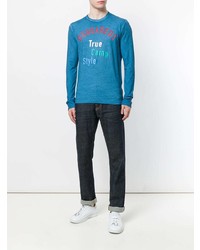 blaues bedrucktes Langarmshirt von DSQUARED2