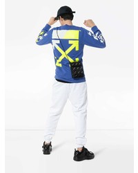 blaues bedrucktes Langarmshirt von Off-White