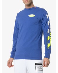 blaues bedrucktes Langarmshirt von Off-White