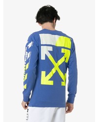 blaues bedrucktes Langarmshirt von Off-White